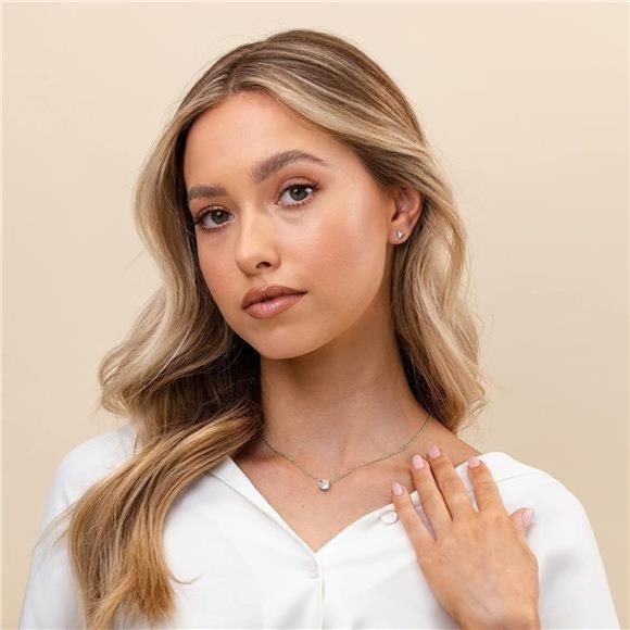 14K Gold CZ Solitaire Choker Necklace - Picture 1 of 4